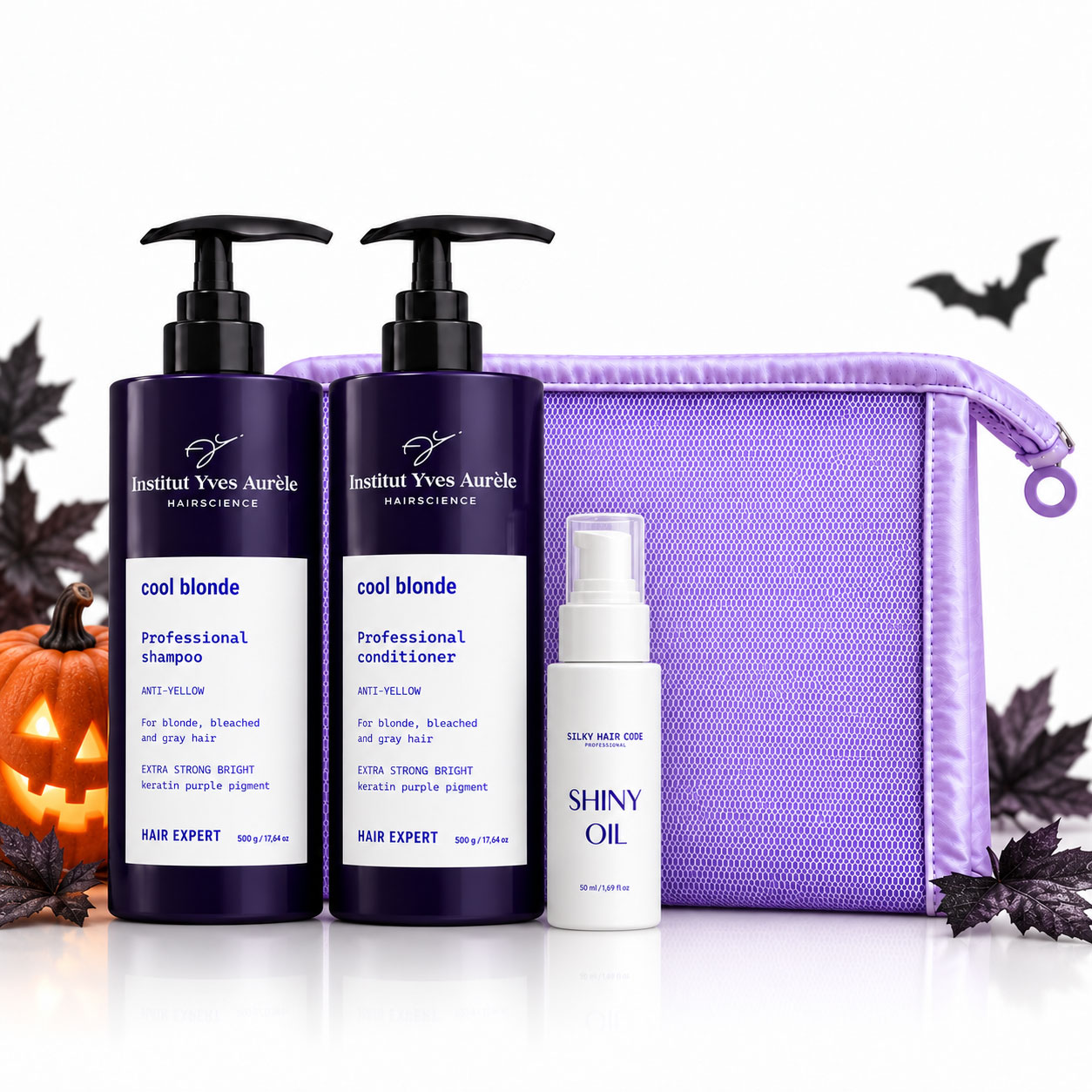 Cool Blonde Haarverzorgingsset met Shiny Oil + GRATIS Toilettas